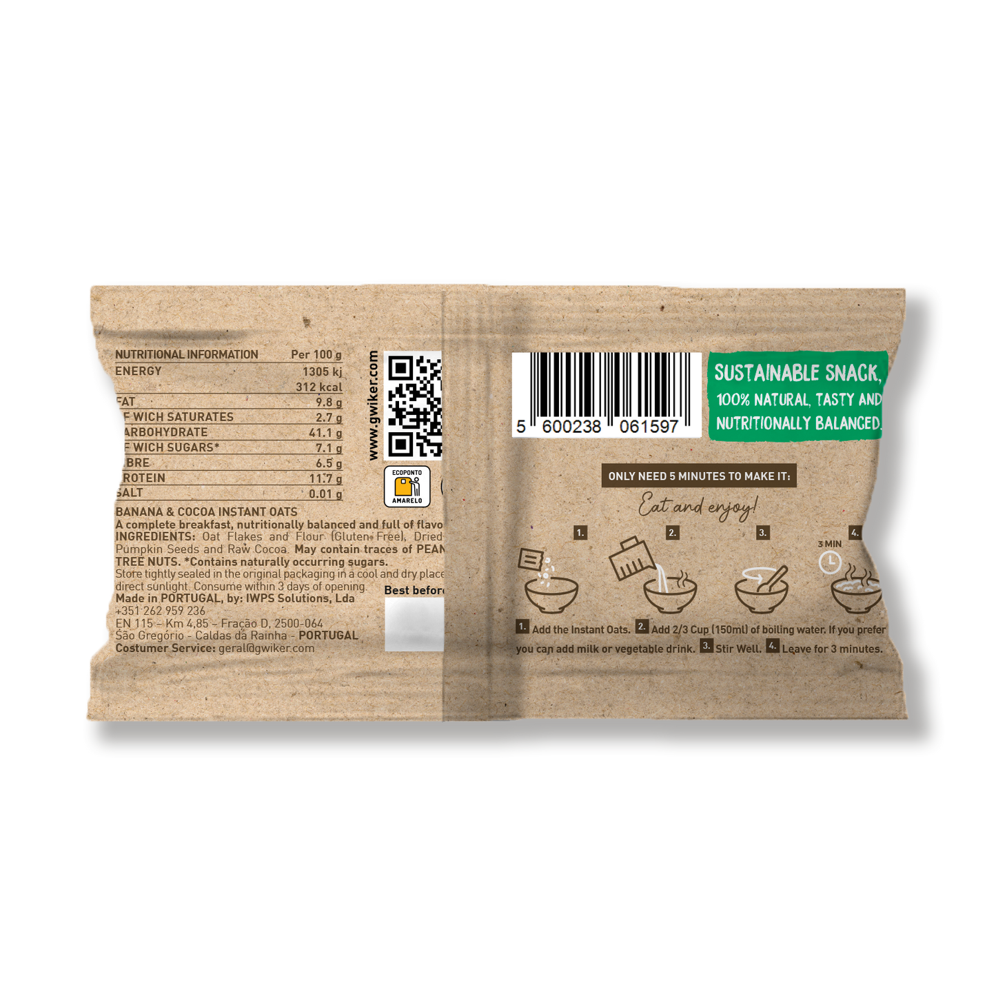 Instant Oats 55g - Banana &amp; Cocoa