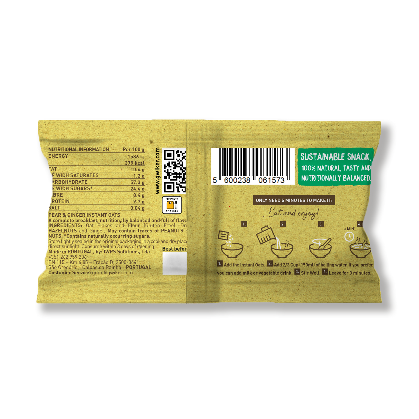Instant Oats 55g - Pear &amp; Ginger
